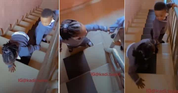 Mum shares video of what she saw her kids doing at staircase after school hours