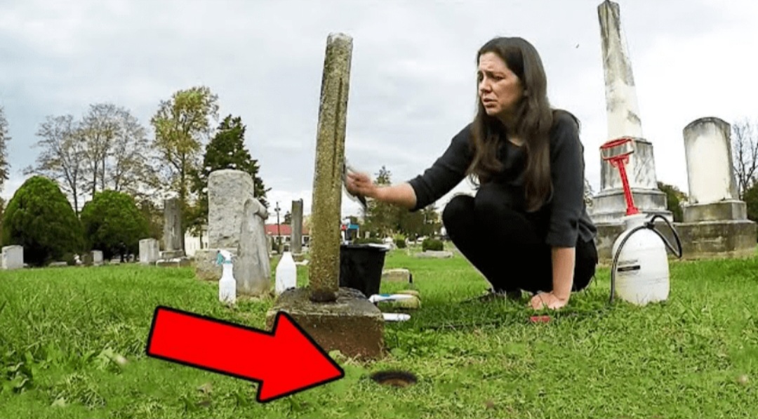 While Cleaning Her Husband’s Grave, She Saw a Hole in The Ground. She Dug it Up And Got a Big Shock